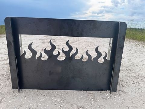 Steel panel cut with a row of flames